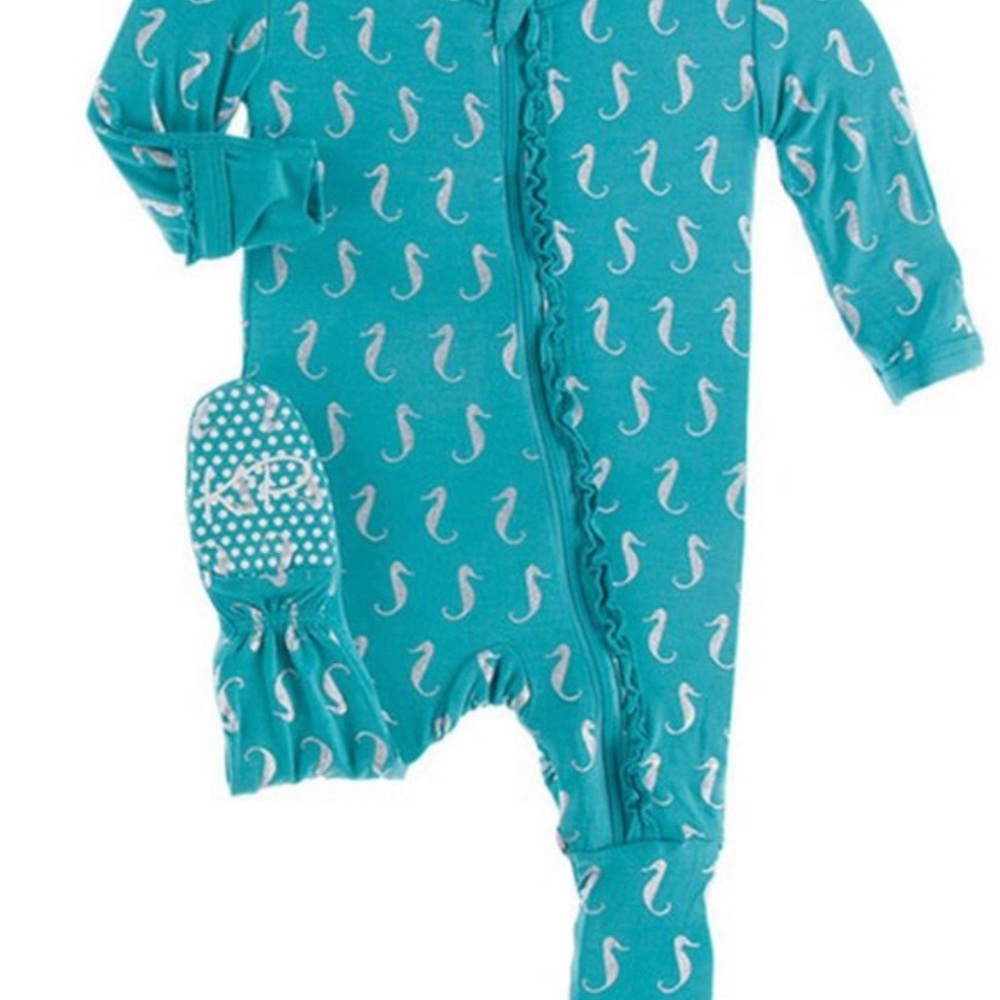 KICKEE PANTS Neptune Seahorse 9-12 M - Teal NWT